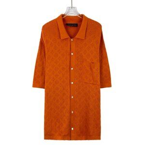 Louis Vuitton 2024 Collection orange knitted perforated cotton polo shirt